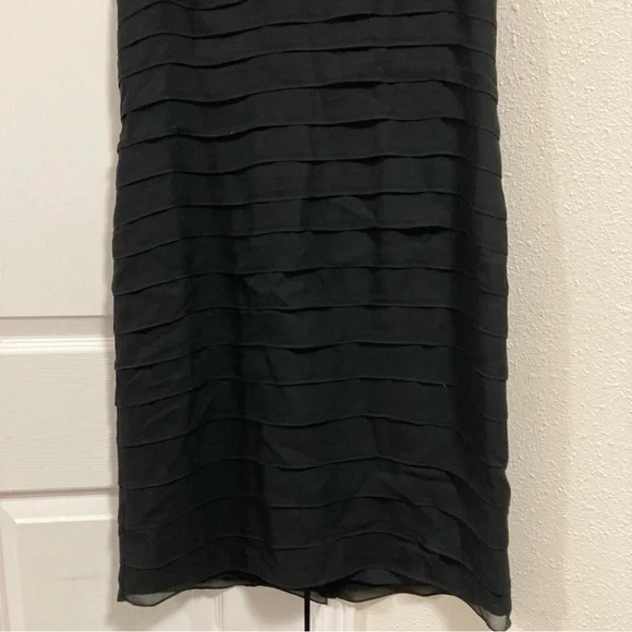 Talbots Black 100% Silk Layered Chiffon Cocktail Dress Elegant Sleeveless Sz 12 - Picture 4 of 14